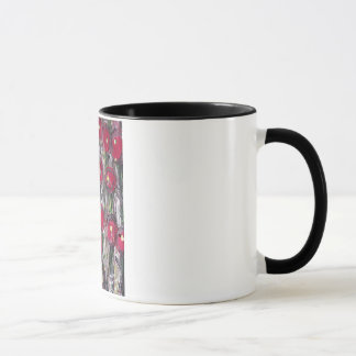 Caneca Flores de Berry Vermelho abstrato