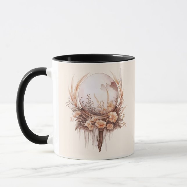 Caneca Flores de Bola de Cristal Boêmio Dourado Halloween (Esquerda)