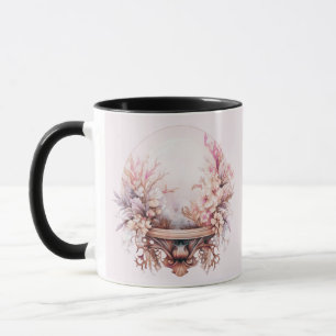 Caneca Flores de Bola de Cristal Boêmio Rosa Halloween