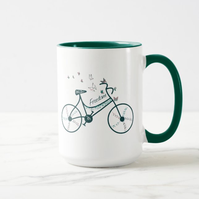 Caneca Flores de borboletas e fã de bicicleta da Liberdad (Direita)