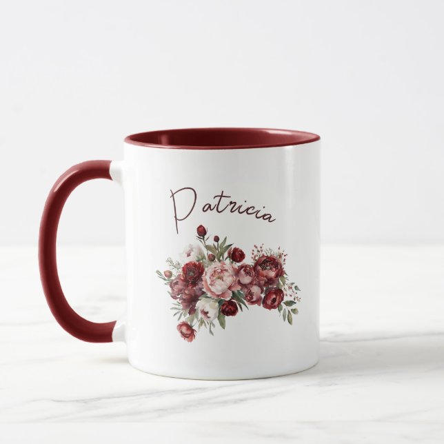 Caneca Flores de Borgonha Elegantes (Esquerda)