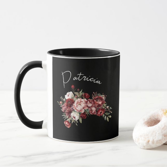 Caneca Flores de Borgonha Elegantes (Com Donut)