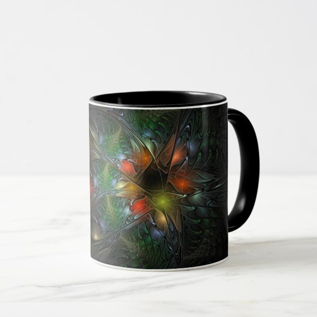Caneca Flores de fantasia fractal suaves e tenra (Frente Esquerda)