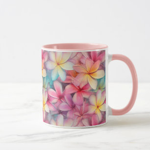 Caneca Flores de Frangipani Corantes Tropicais