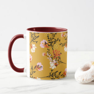 Caneca Flores de fundo amarelo
