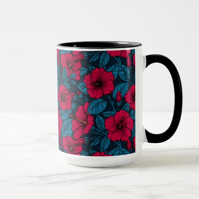 Caneca Flores de hibisco vermelhas (Direita)