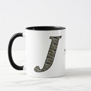 Caneca Flores de Hortênsia com Inicial de Monograma J Per