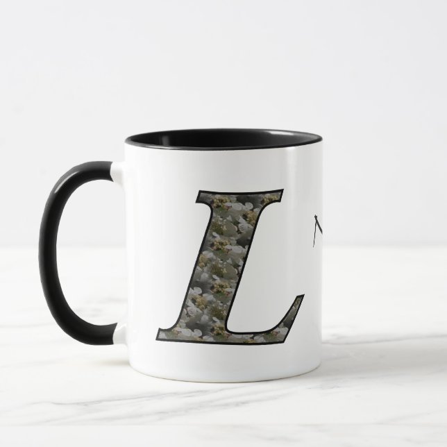 Caneca Flores de Hortênsia com Inicial de Monograma Perso (Esquerda)