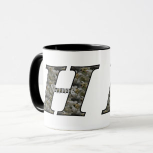 Caneca Flores de Hortênsia com Inicial de Monograma Perso