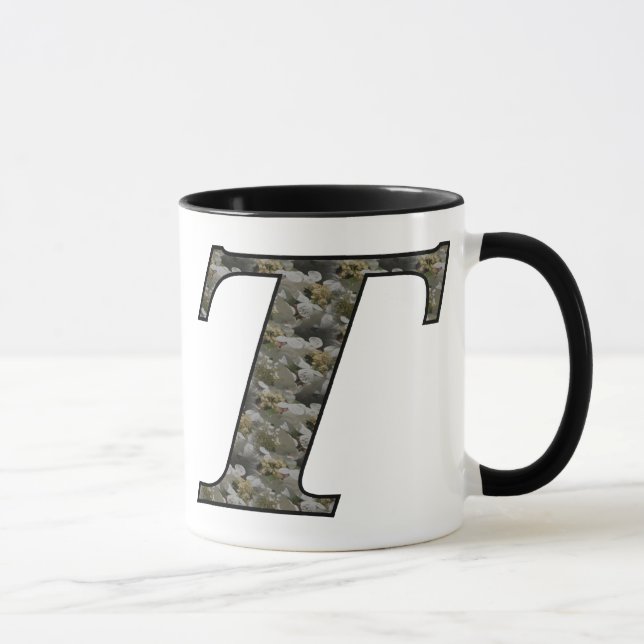Caneca Flores de Hortênsia com Inicial de Monograma T (Direita)