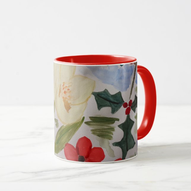 Caneca Flores de Inverno & Azevinho (Frente Esquerda)