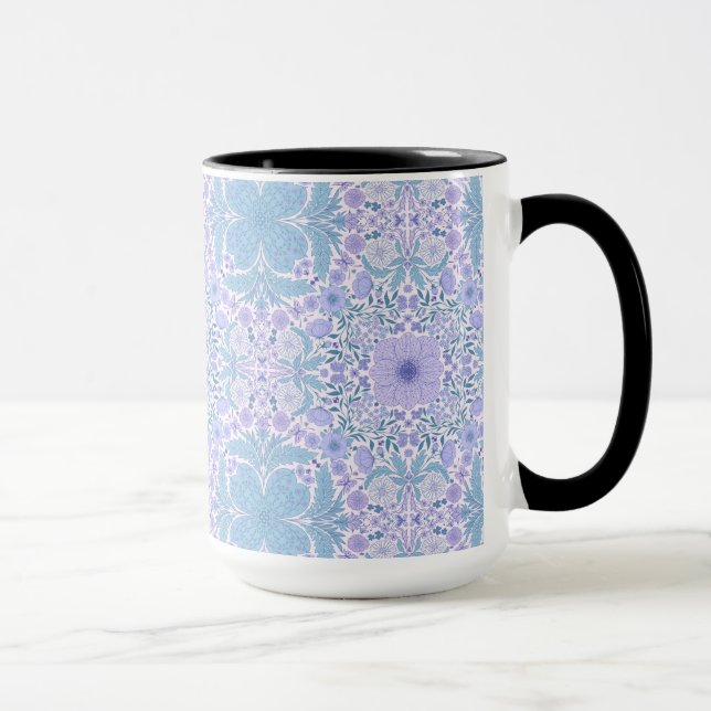 Caneca Flores de jardim retrô em azul e violeta (Direita)