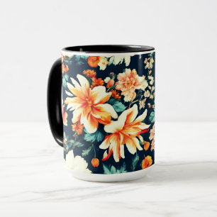 Caneca Flores de Laranja Vermelho e Branco deliciosas inc