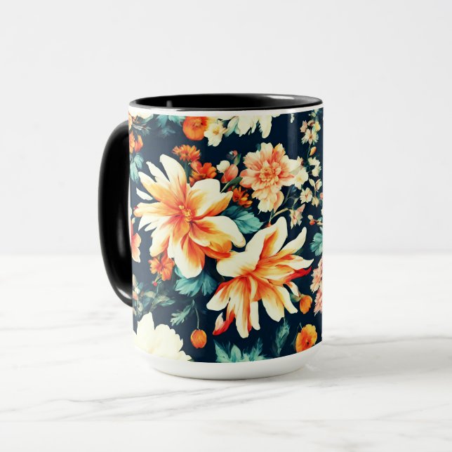 Caneca Flores de Laranja Vermelho e Branco deliciosas inc (Frente Esquerda)