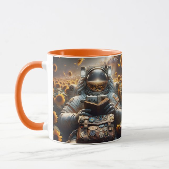 Caneca Flores de Livros de Astronautas Fantasy (Esquerda)