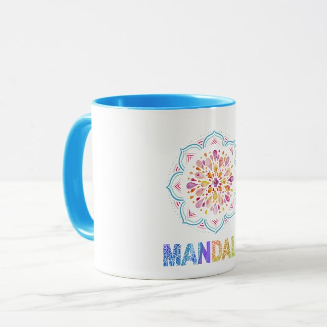 CANECA FLORES DE LOTUS COM COR MANDALA (Frente Esquerda)