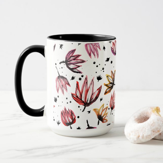 Caneca Flores de Lotus Dançantes Mug (Com Donut)