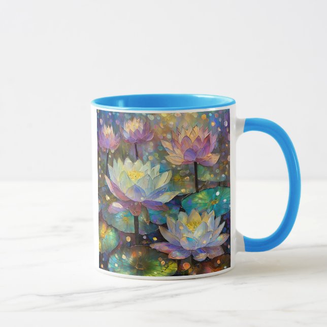 Caneca Flores de Lótus Delicadas Florescendo na Neve (Direita)
