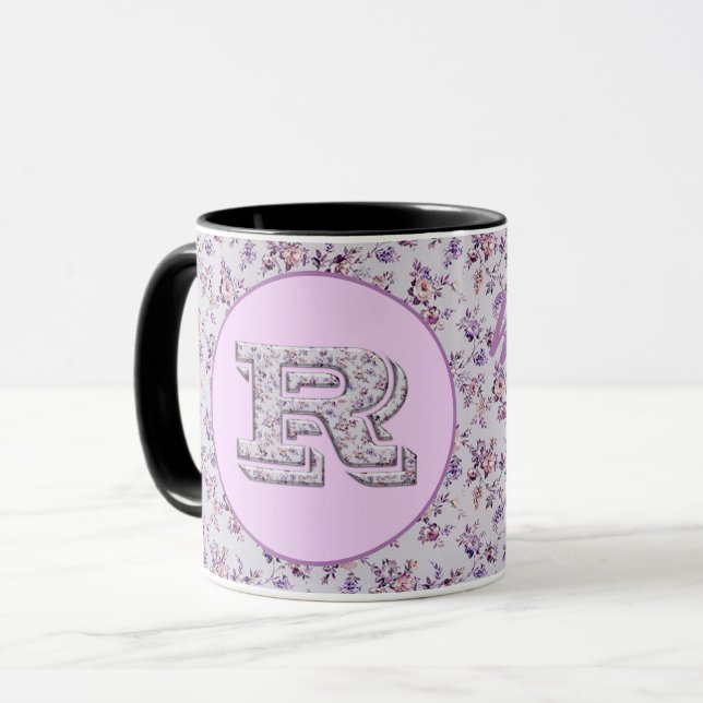 Caneca Flores de luxo Monograma R (Frente Esquerda)