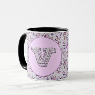 Caneca Flores de luxo Monograma V