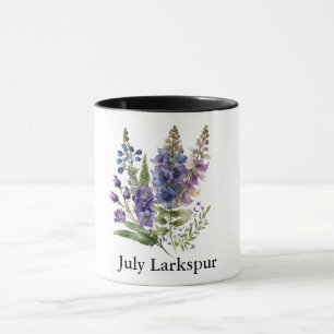 Caneca Flores de Mês de Nascimento Bonito/Larkspur