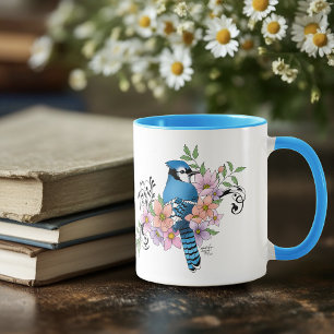 Caneca Flores de Mola Azul