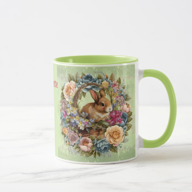 Caneca Flores de Mola de Coelhinhos de Páscoa - Adicionar (Direita)