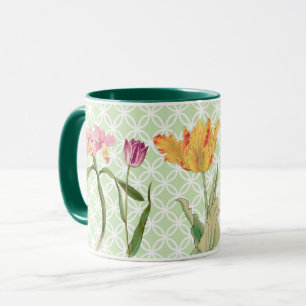 Caneca Flores de Mola Estilo de Vintage Mug de Arte Retro