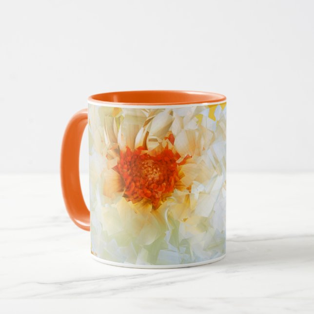 Caneca Flores de Mug Cubist Laranja Branco (Frente Esquerda)
