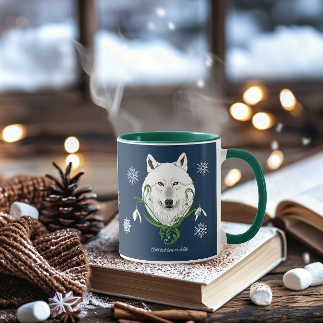 Caneca Flores de Neve do Lobo Ártico Branco (Criador carregado)