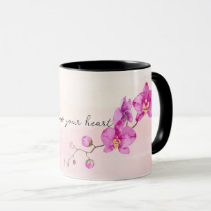 Caneca Flores de Orquídea Rosa-Blush
