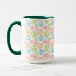 CANECA FLORES DE PÁSCOA DE TINTA DE LARANJA AZUL VERDE