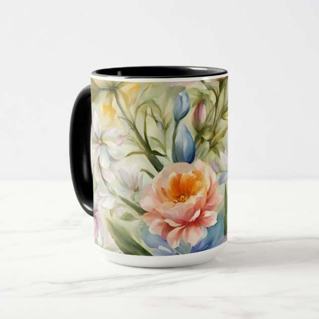 Caneca Flores de primavera sofisticadas e refinadas. Pint (Frente Esquerda)