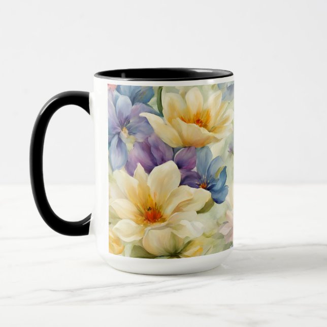 Caneca Flores de primavera sofisticadas e refinadas. Pint (Esquerda)