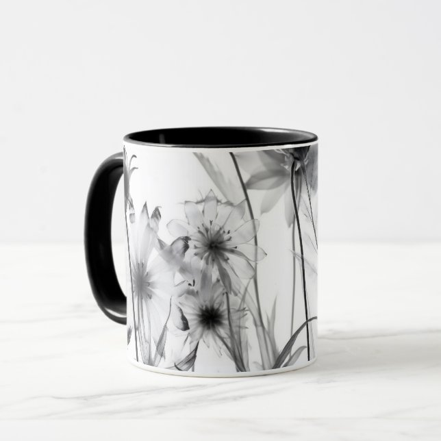 Caneca Flores de raios X B&W (Frente Esquerda)