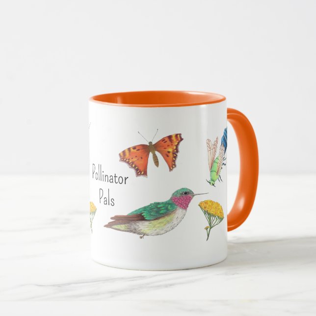 Caneca Flores de Verão Borboleta Abelhas Beija-flo (Frente Esquerda)