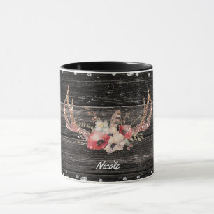 Caneca Flores de Vidro Russo e Barras Chic Boho