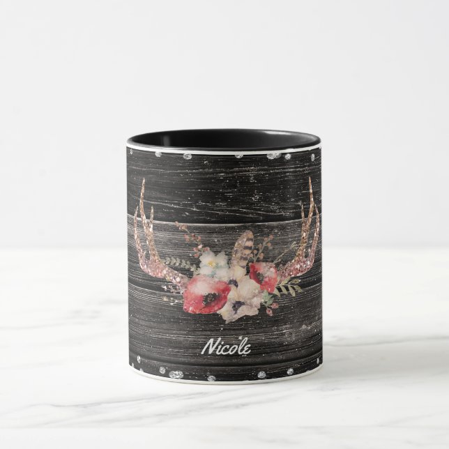 Caneca Flores de Vidro Russo e Barras Chic Boho (Centro)
