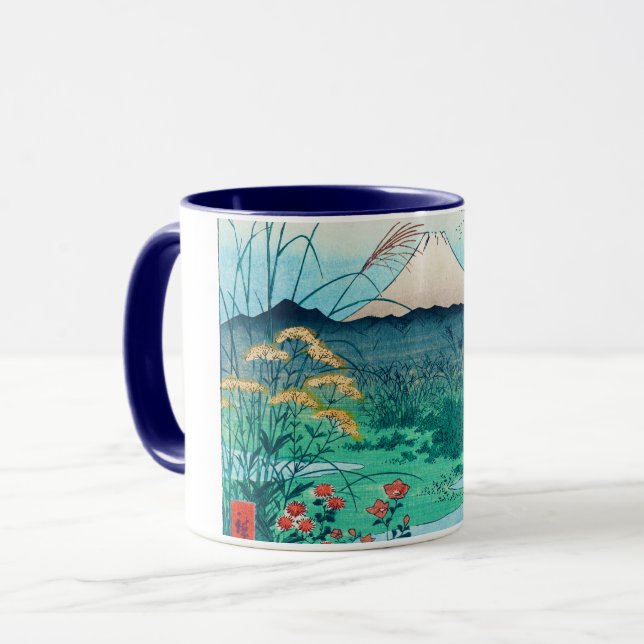 Caneca Flores do outono e Monte Fuji, Hiroshige, Ukiyo-e (Frente Esquerda)
