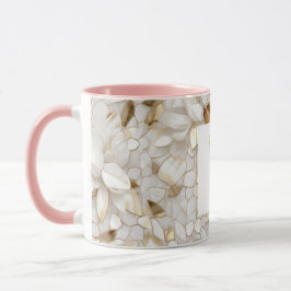 Caneca Flores Douradas Brancas de Lotus