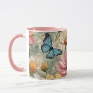 Caneca Flores E Borboletas Arte