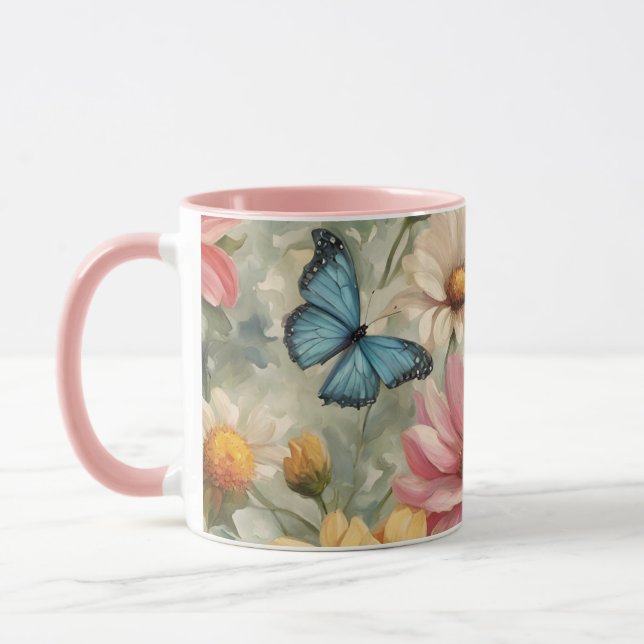 Caneca Flores E Borboletas Arte (Esquerda)