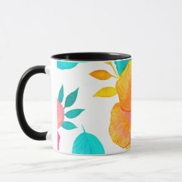 Caneca Flores e folhetos