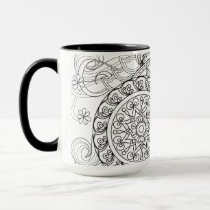 Caneca Flores e mandalas do Doodle