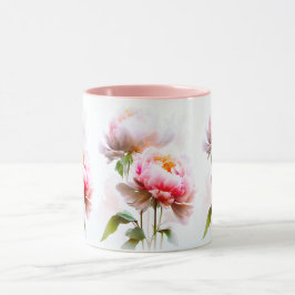Caneca Flores Elegantes, Rosa E Brancos
