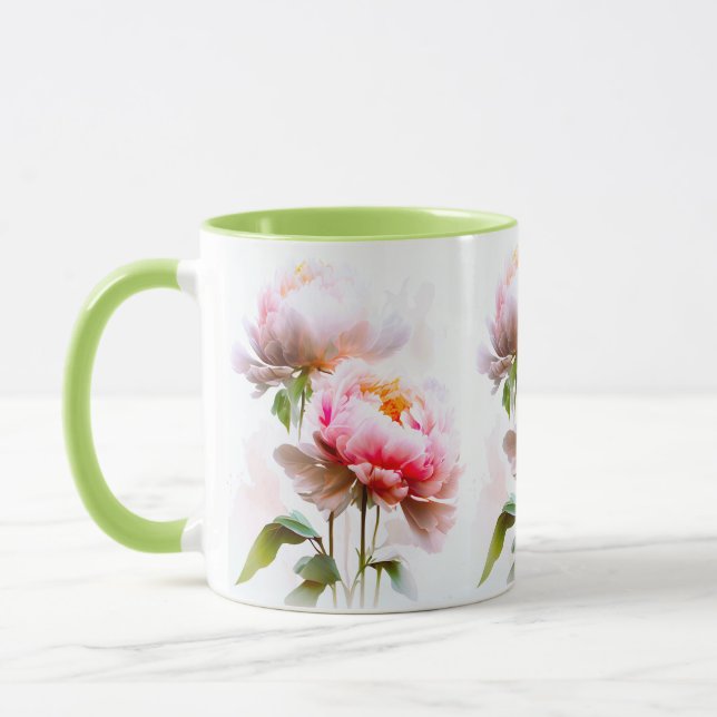 Caneca Flores Elegantes, Rosa E Brancos (Esquerda)