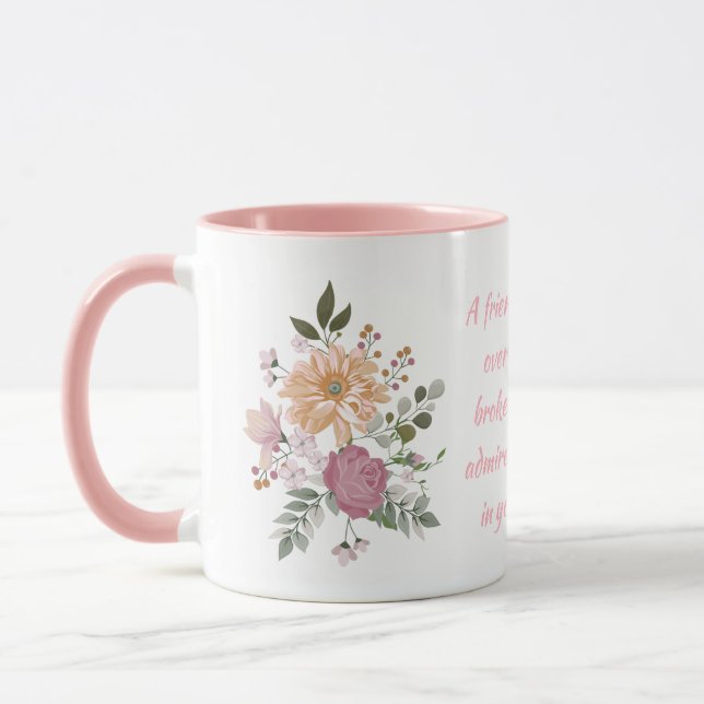Caneca Flores Elegantes, um Amigo é... (Esquerda)