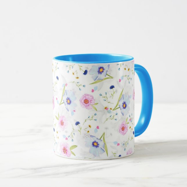 Caneca Flores Florais De Mola De Mug (Frente Esquerda)