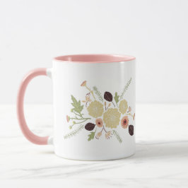 Caneca Flores Florais De Pêssego Verde Bonito Motif