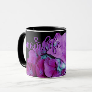 Caneca Flores florais roxas Elegantes Melhor Mãe Eer